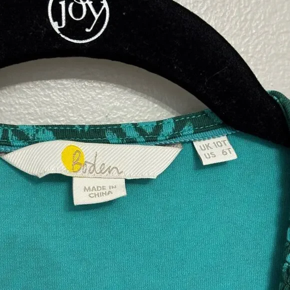 Boden Ruby Jersey Puff Sleeve Tie Waist Romper in Palm Leaf - Size US 6 Tall - Picture 9 of 11